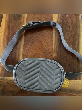 Quilted Grey Belt Bag by